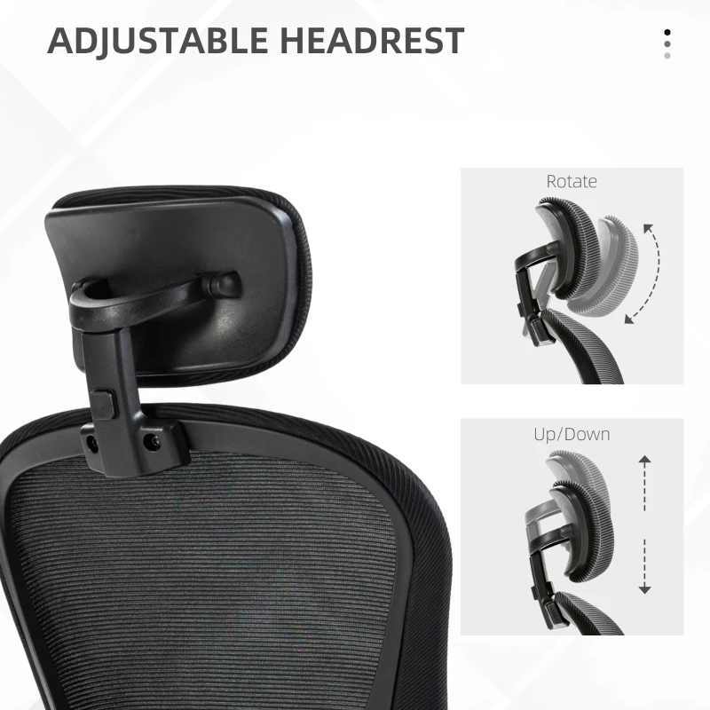 Vinsetto Multi-Adjustable Office Chair, with Lumbar Support, Headrest and Mesh Back - Black