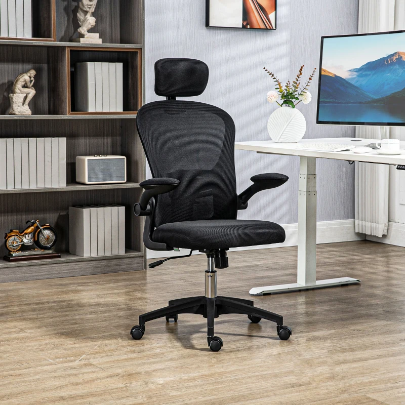 Vinsetto Multi-Adjustable Office Chair, with Lumbar Support, Headrest and Mesh Back - Black