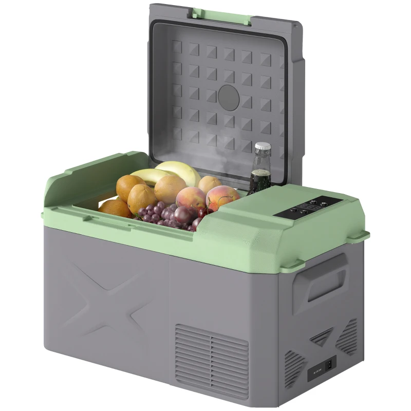 Outsunny Nevera Portátil Eléctrica 17,4L Refrigerador de Coche 12V-220V -20℃ a +20 ℃ con Pantalla Luz LED 61x34x32,4 cm Gris