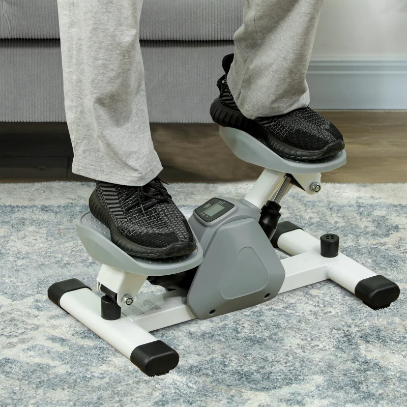 SPORTNOW Mini-Stepper, Step-Machine voor Workouts en Fitnessoefeningen, met LCD-Monitor en Antislip Pedalen, Grijs