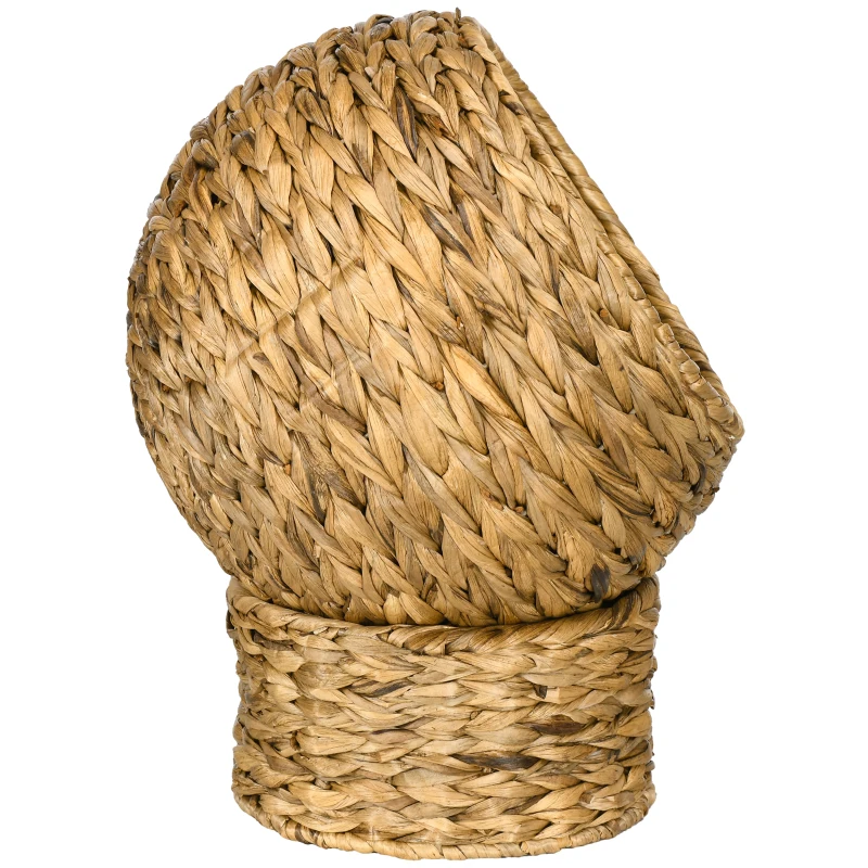 PawHut Rattan Katzenkorb Katzenhöhle Katzenhütte Katzenbett mit Kissen Haustierbett Wasserhyazinthe Braun 40 x 37 x 51 cm