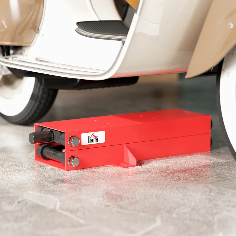 HOMCOM Motorfietslift 500 kg Capaciteit Verstelbare Hoogte 9,5-40 cm 45 x 15 x 9,5-40 cm Rood