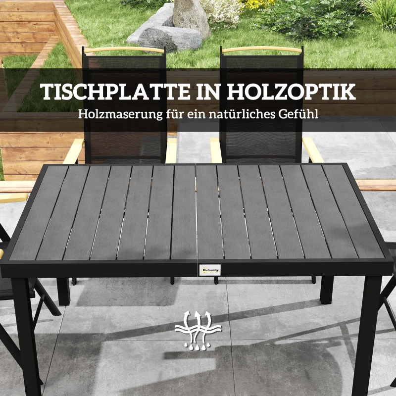 Outsunny Sitzgruppe klappbar für 6 Personen 1 Tisch+6 Stühle Gartenmöbel Set Sitzgarnitur Aluminium Mesh Schwarz
