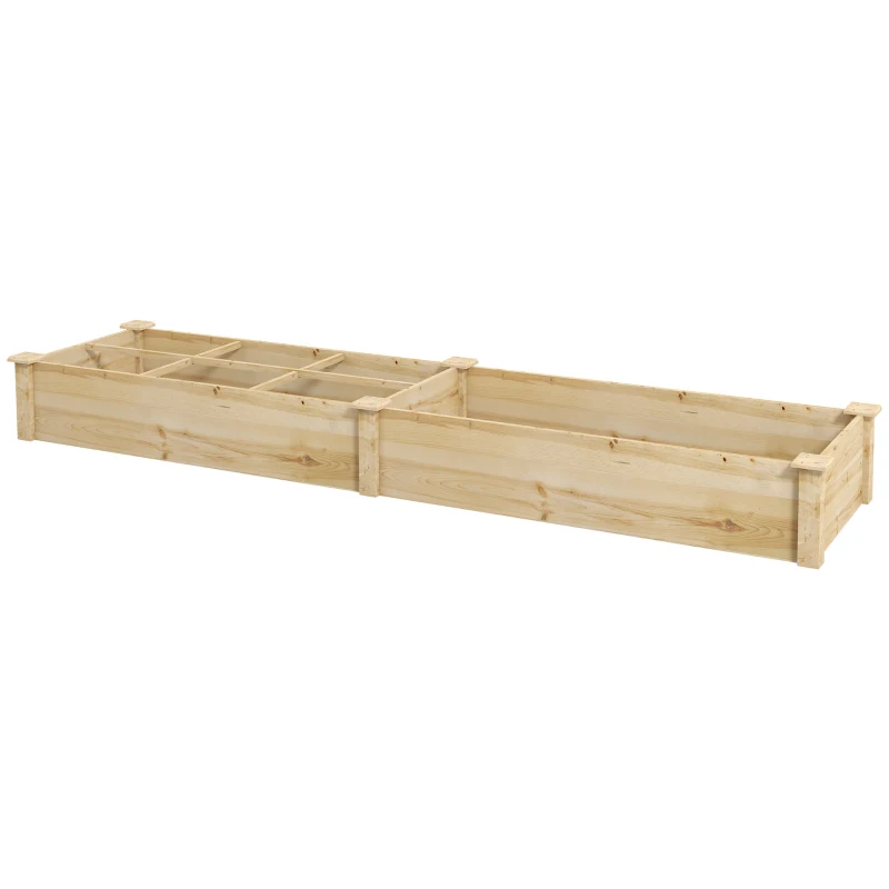 Outsunny Jardinière en bois pour extérieur avec séparateurs sans fond - bois de sapin pré-huilé bois naturel