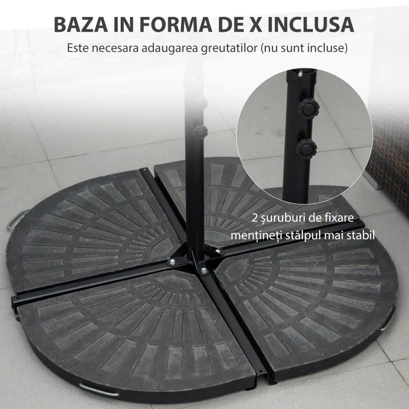 Outsunny Umbrelă de Grădină cu Rotație la 360°, Braț cu Bază în Cruce și Orificiu de Ventilație, Ø256x245 cm, Bej