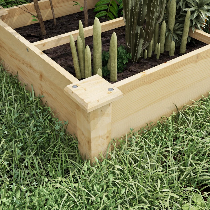 Outsunny Jardinière en bois pour extérieur avec séparateurs sans fond - bois de sapin pré-huilé bois naturel