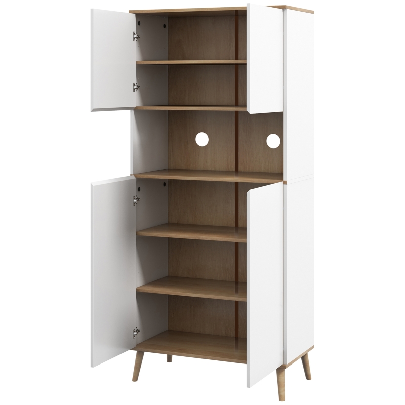 HOMCOM Buffet de cuisine armoire de rangement 2 placards avec porte étagères réglables niche centrale 2 passe-câbles blanc