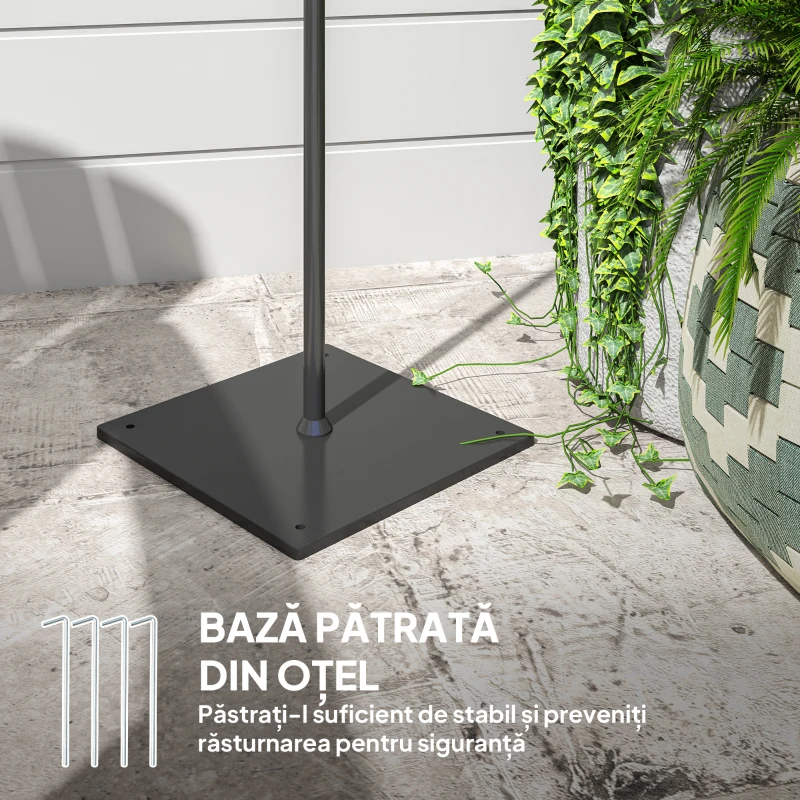 Outsunny Lampă de Exterior Solară cu 3 Lumini în Stil Boho cu Bază Pătrată, 45x45x178 cm, Negru