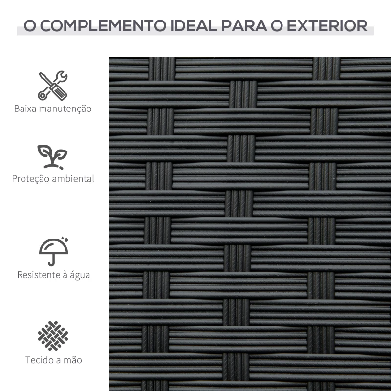 Outsunny Banco Jardim Lounge Cadeira 2 Lugares Móveis para Jardim Exterior Terraço 2 Lugares Rattan Sintético Carga 320kg 122x60x87cm Estrutura Aço