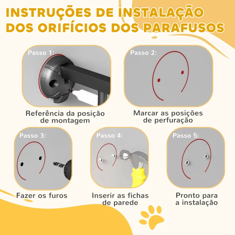 PawHut Barreira para Cães de Aço Barreira de Segurança para Animais de Estimação Dobrável de 3 Painéis Duplo Fechamento 206x90 cm Branco
