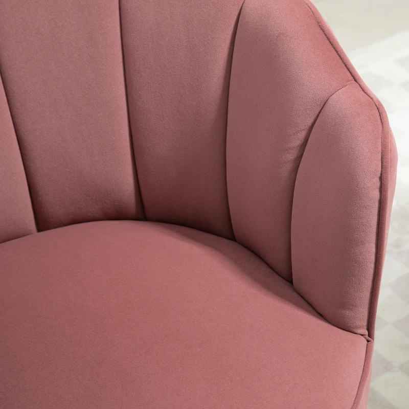 HOMCOM Fauteuil Coquillage Fauteuil de Salon Chambre avec Dossier et Coussin Aspect Velours Pieds en Bois hévéa dim. 66L x 66l x 78,5H cm, Rose