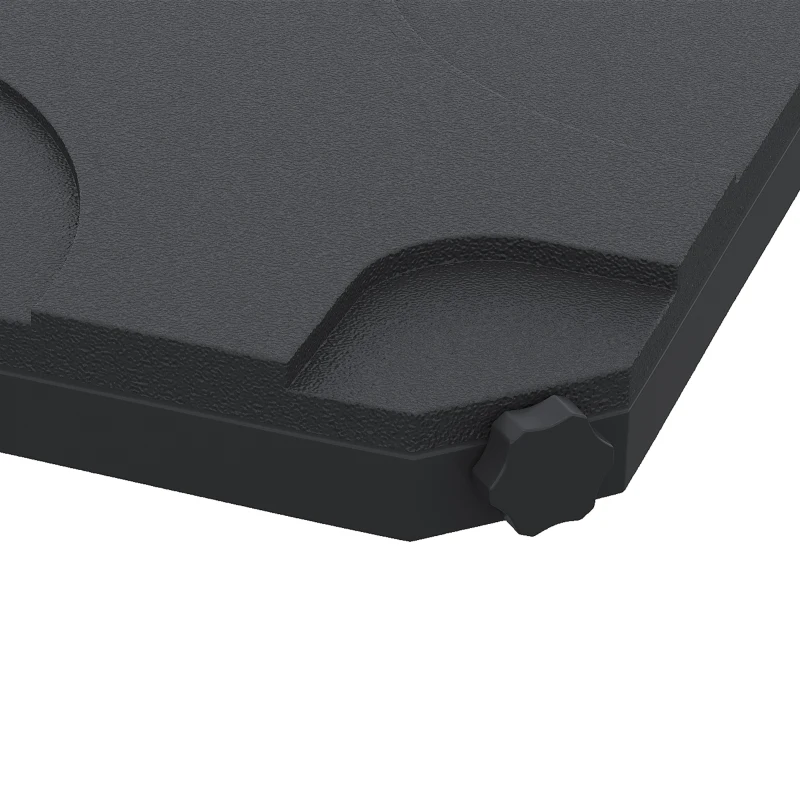 Outsunny Conjunto de 4 Pesos Rellenables con Agua o Arena de HDPE para Sombrillas con Base Cruzada 50x50x7,5 cm c/u Negro