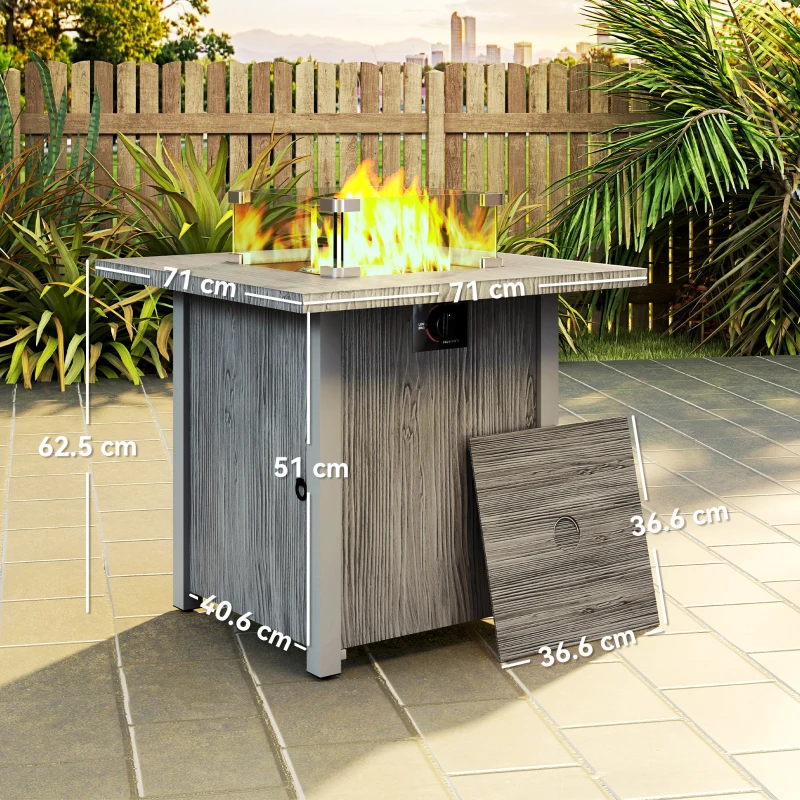 Outsunny 50,000 BTU Gas Fire Pit Table, with Cover - Dark Grey