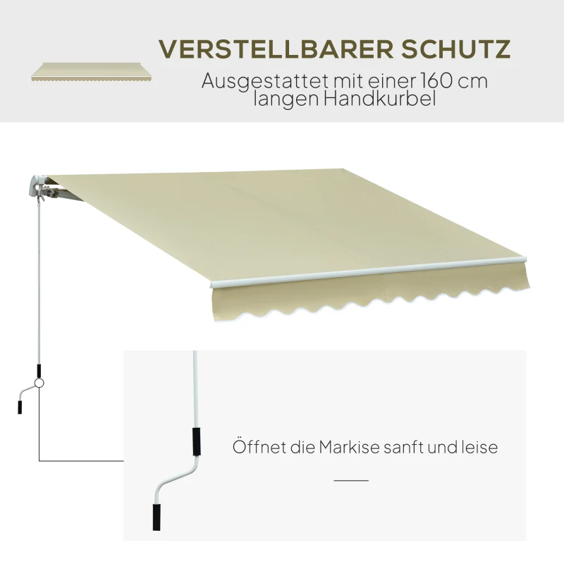 Outsunny Markise Sonnendach Sonnenschutz, wetterbeständig, 2,95 m x 2,5 m, Cremeweiß
