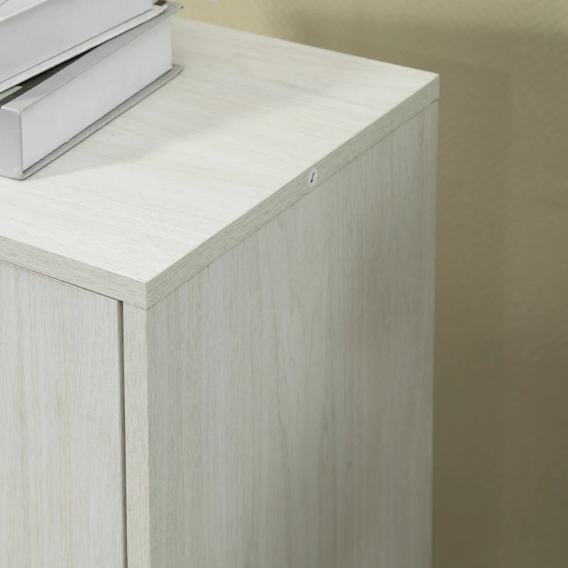 HOMCOM Armário de Sala de Estar Aparador Auxiliar com 4 Gavetas 1 Armário e Prateleira Inferior Móvel de Armazenamento 54x29x83cm Branco