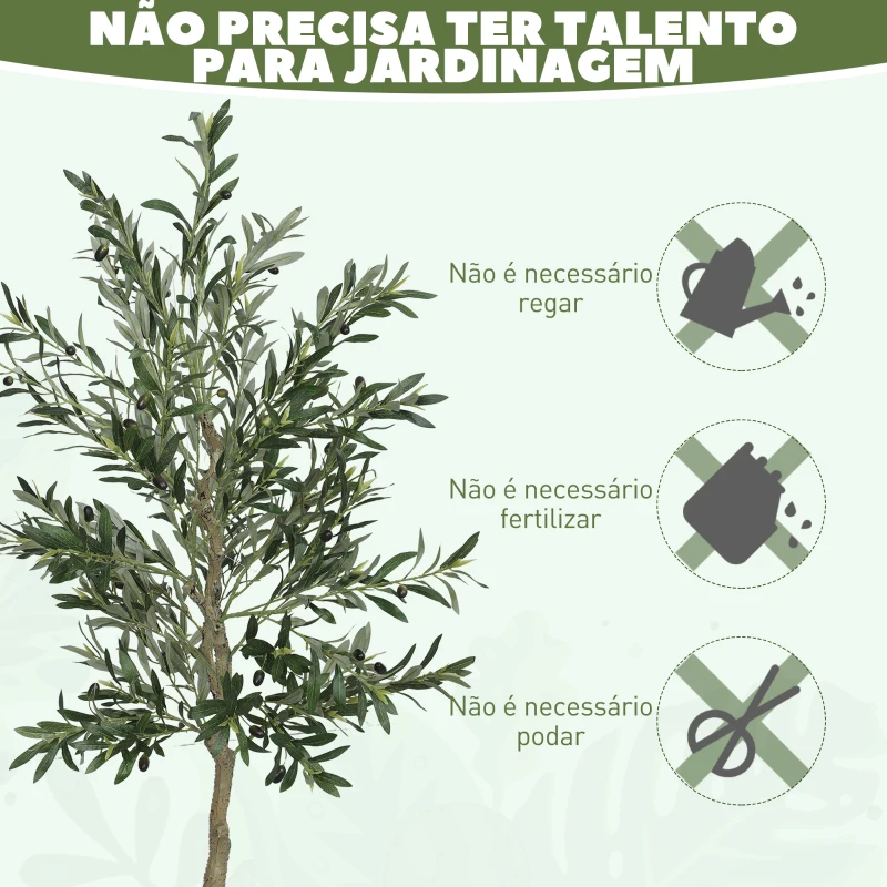 HOMCOM Oliveira Artificial Planta Artificial Decorativa de Interior com 40 Azeitonas Decoração  Ø15x180 cm Verde