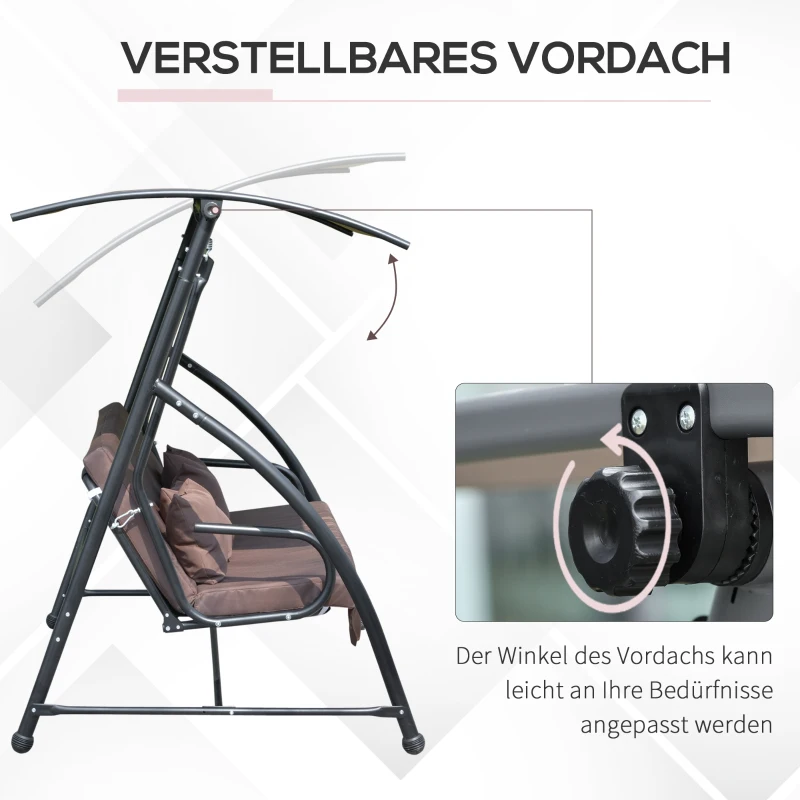 Outsunny Hollywoodschaukel mit Liegefunktion Braun 215 x 120 x 165cm