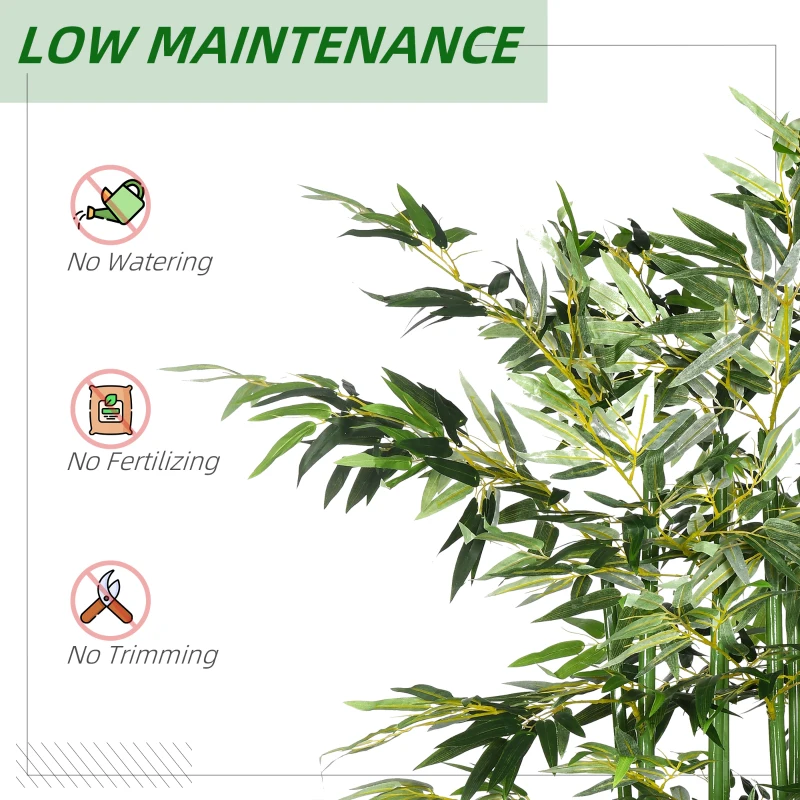 HOMCOM Sztuczny bambus, Sztuczna roślina, Roślina dekoracyjna, Realistyczny wygląd, Łatwa w pielęgnacji, Do użytku domowego, 180 cm wysokości, Zielony
