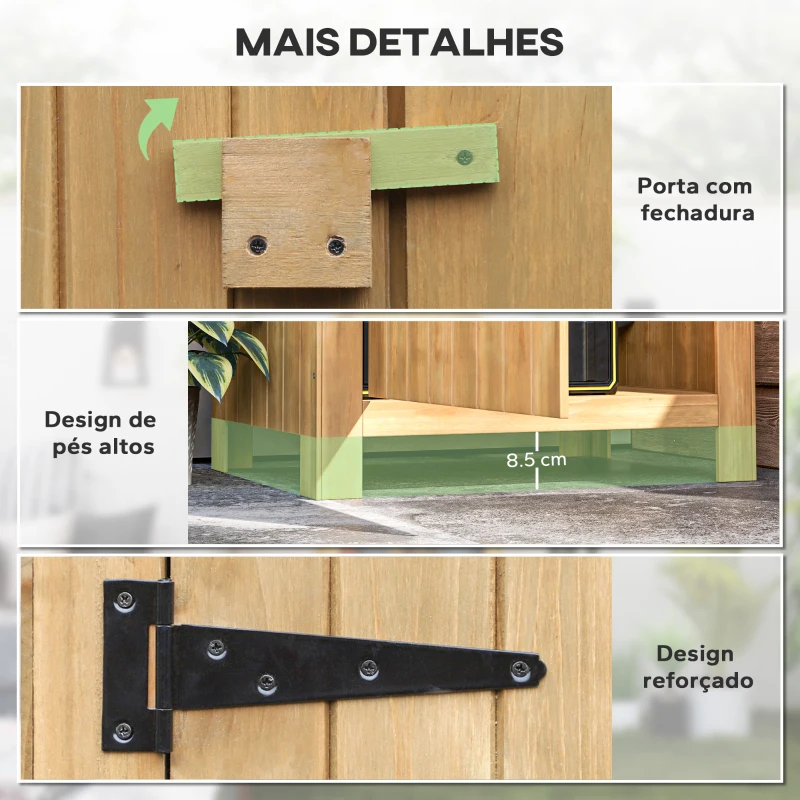 Outsunny Armário  Jardim de Madeira 77,5x54,2x179,5 cm 0,3 m² Armário para Arrumação de Ferramentas com 3 Prateleiras e 2 Portas com Fecho Madeira
