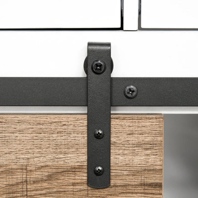 HOMCOM Mueble de Cocina con Puerta Corredera de Granero Botellero Cajones y Estantes para Comedor Salón 80x39x86 cm Blanco