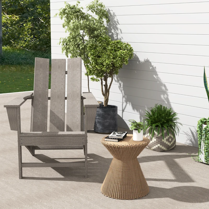 Outsunny Cadeira Adirondack de Exterior Cadeira de Jardim com Assento Extra Largo Carga 120 kg 75x83x90 cm Cinzento Escuro
