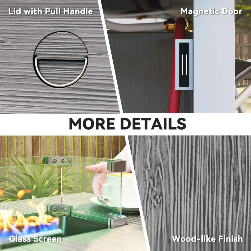 Outsunny 50,000 BTU Gas Fire Pit Table, with Cover - Dark Grey