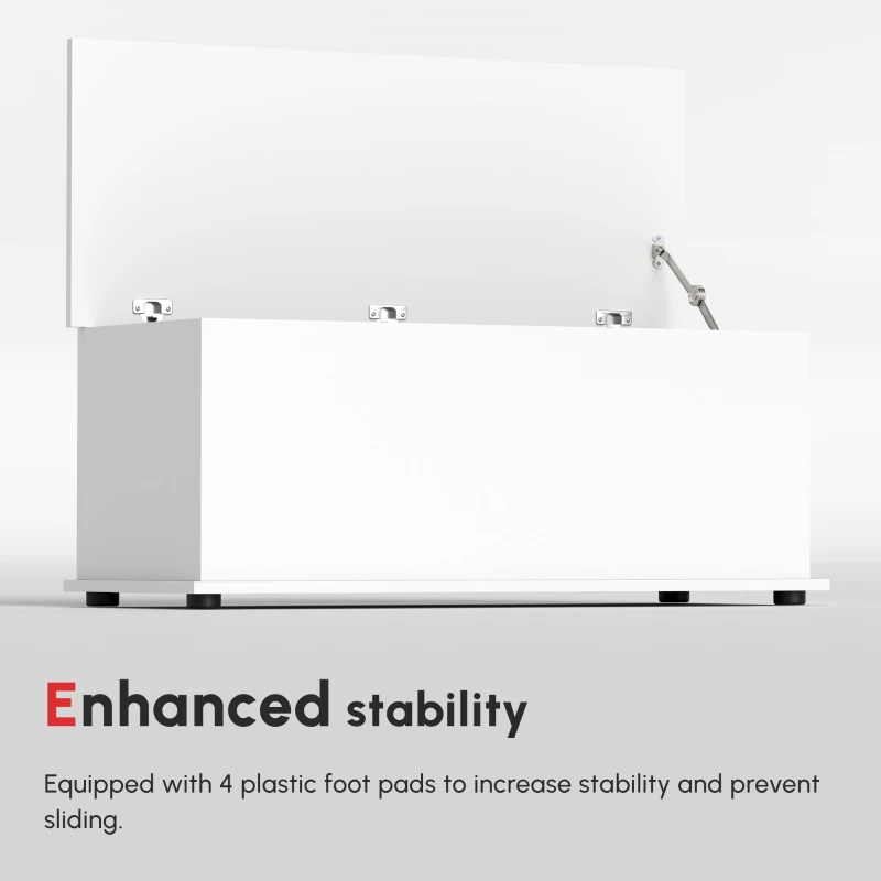 HOMCOM 113L Storage Chest, Storage Box with Flip-Top Lid and 2 Safety Hinges, Storage Trunk for Living Room, Entryway, 100 x 40 x 40 cm, White