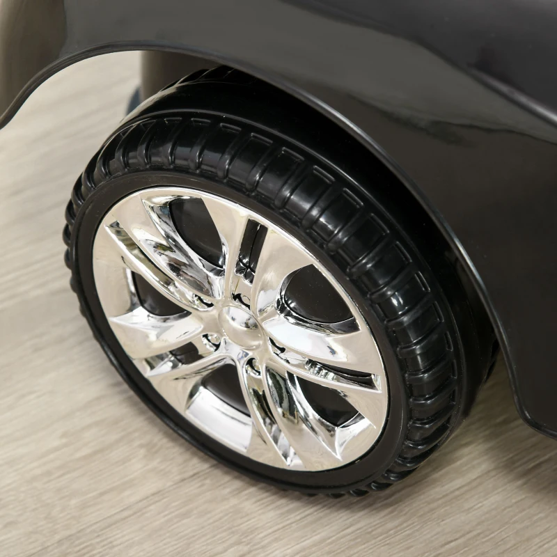 HOMCOM Carro Andador para Crianças com Faróis Música Buzina Volante Compartimento de Armazenamento 63,5x28x36 cm Preto