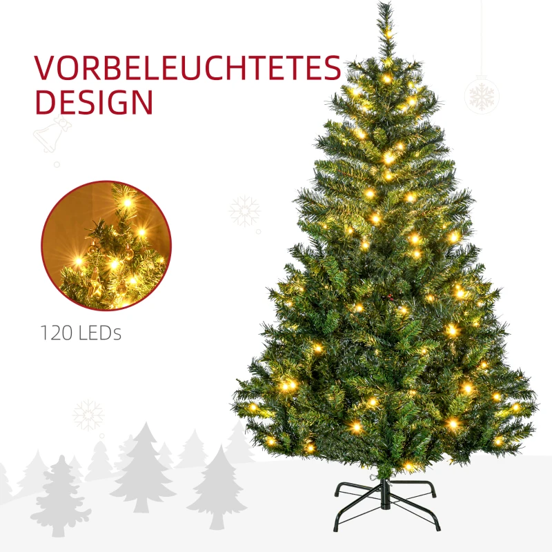 HOMCOM Weihnachtsbaum Christbaum künstlicher Weihnachtsbaum, inkl. Schmuck  95 cm x 95 cm x 150 cm, Grün