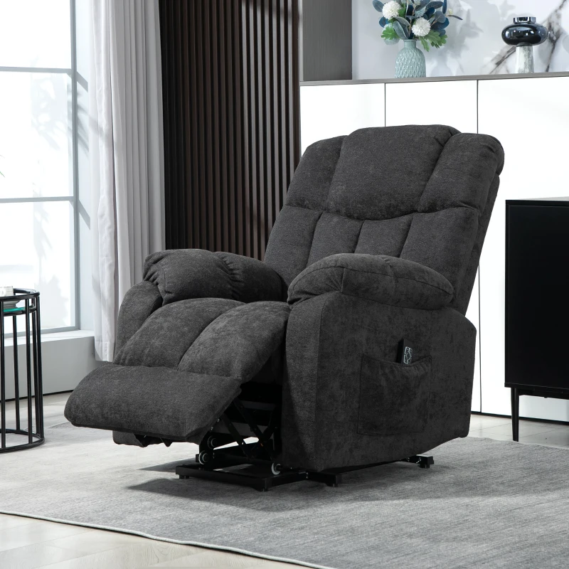 HOMCOM Fotel relax 2-w-1 z funkcją leżenia, porty USB, sprężyny kieszeniowe, Czarny