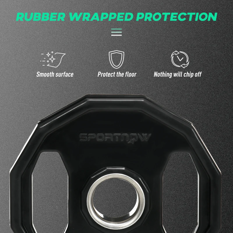 SPORTNOW Olympic Weight Plates Set, Metal and Rubber Bumper Plates Weights Discs with 2"/5cm Holes, for Home Gym Weight Lifting Strength Training, 2 x 5kg, Black