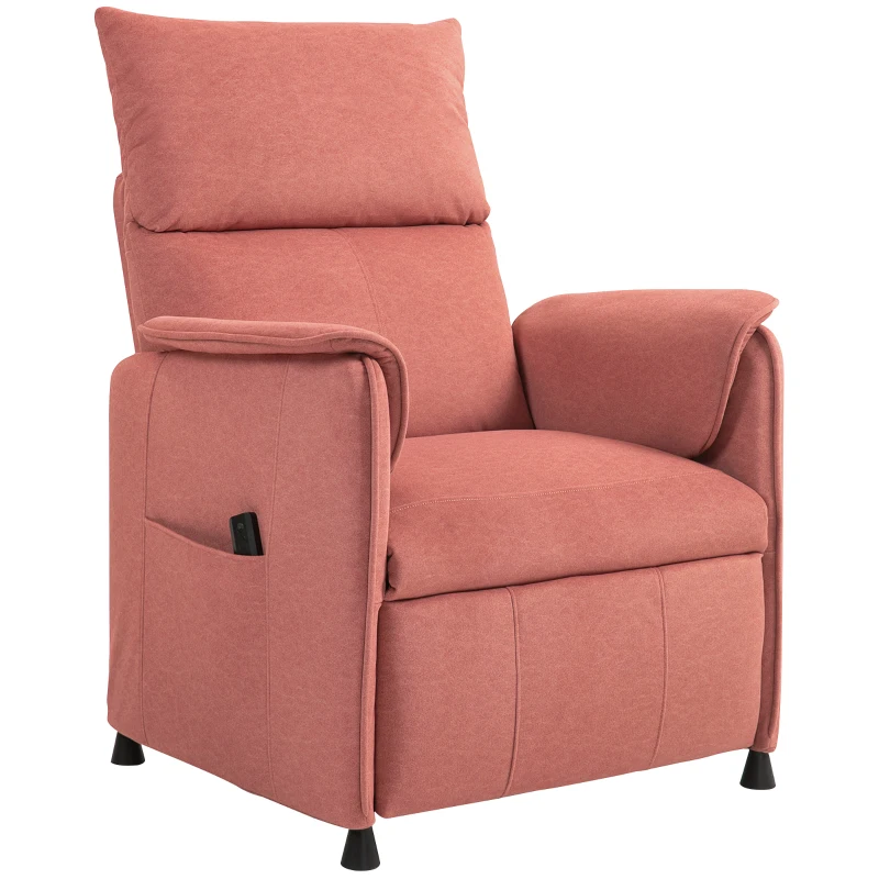 HOMCOM Poltrona Relax Reclinável Elétrica com Função Memória Apoio para Pés Controlo Remoto e Bolsos Laterais 80x83x104 cm Laranja