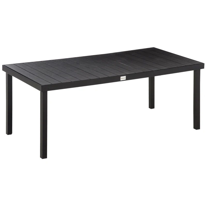 Outsunny Table à manger de jardin pour 8 personnes, table de jardin extérieure en aluminium, pour patio, terrasse, 190 x 90 x 74 cm, noir