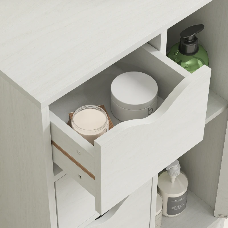 HOMCOM Armario de Salón con 4 Cajones 1 Puerta y Estante Interior Mueble de Almacenaje Multiusos 54x29x83 cm Blanco