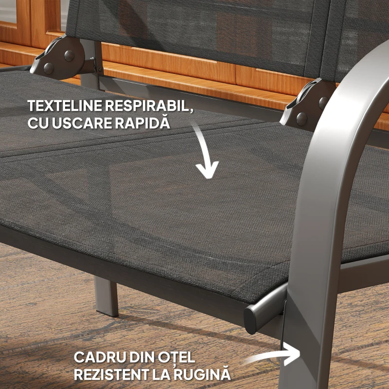 Outsunny Set de Mobilier de Grădină din 4 Piese cu Canapea, 2 Scaune și Masă de Cafea, 108x66x86 cm, Negru