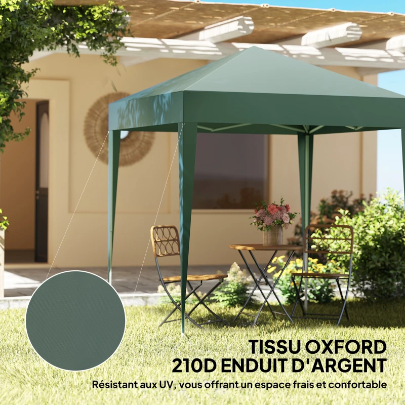 Outsunny Tonnelle de jardin extérieure tonnelle pliante pop-up réglable en hauteur protection UV 2 x 2 m vert foncé