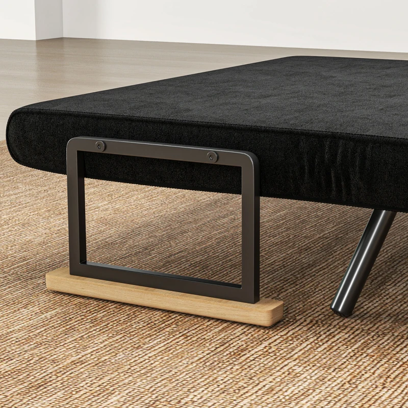 HOMCOM Sofá Cama Convertible 3 en 1 Sillón Cama 2 Plazas Plegable Respaldo Ajustable de 5 Niveles Almohadas 102x73x81cm Negro(m-8)