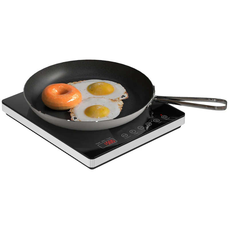 HOMCOM Kochplatte, Induktionskocher mit 10-Stufen-Temperatur, Touchpanel, Schwarz