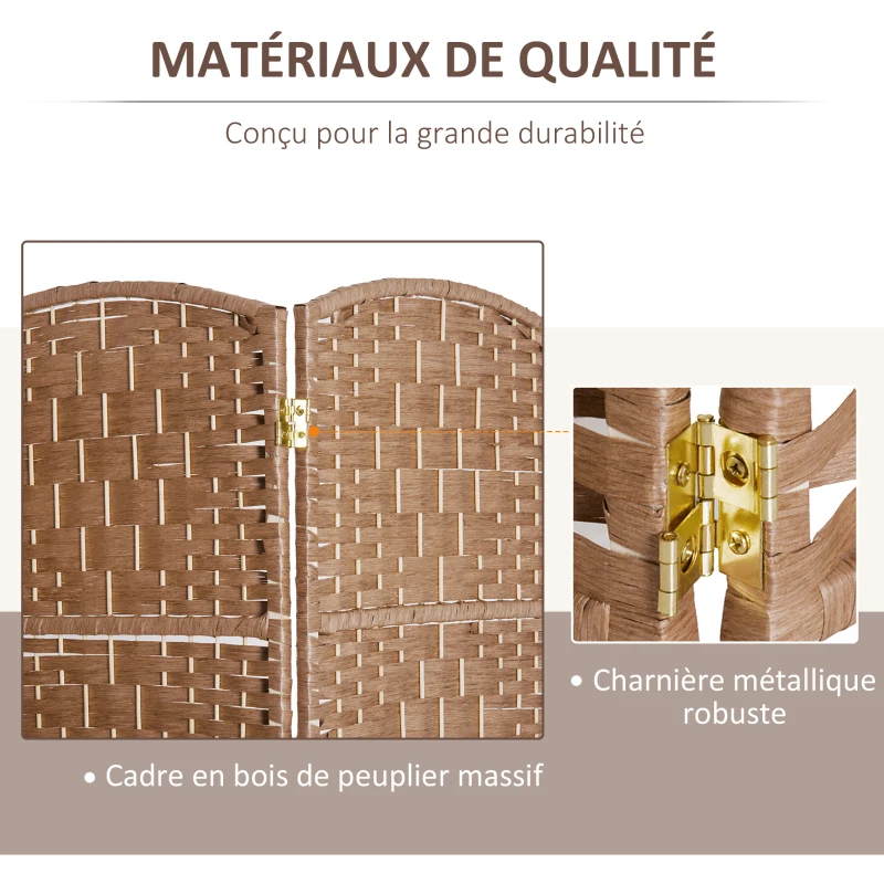 HOMCOM Paravent en bois séparateur de pièce pliable 6 panneaux 270 x 180 cm naturel
