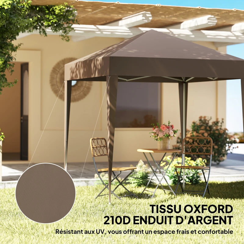 Outsunny Tonnelle de jardin extérieure tonnelle pliante pop-up réglable en hauteur protection UV 2 x 2 m marron