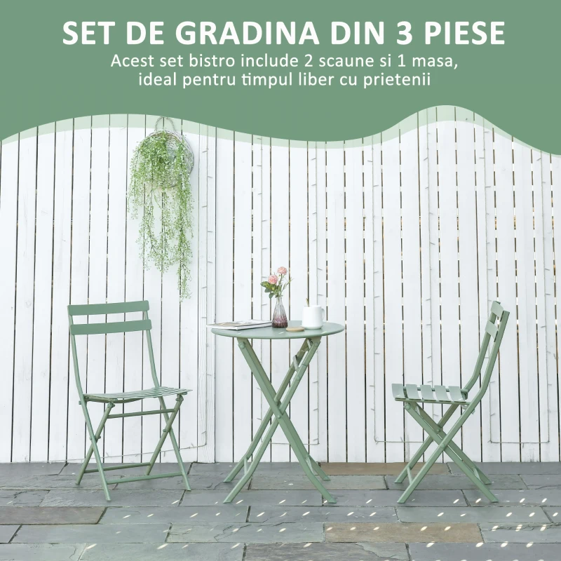 Outsunny Set Gradina 3 Piese – Pliabil, Verde