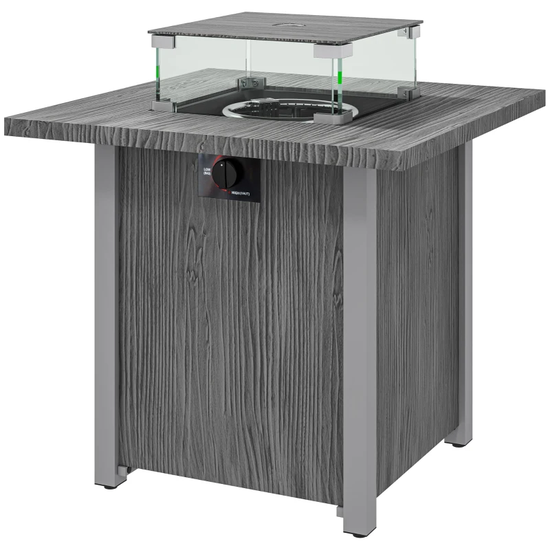 Outsunny 50,000 BTU Gas Fire Pit Table, with Cover - Dark Grey