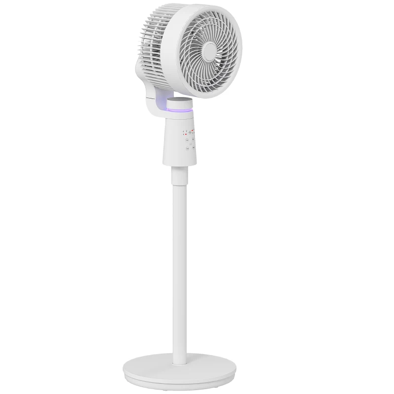 HOMCOM Pedestal Air Circulation Fan with Oscillating, Light Off, White