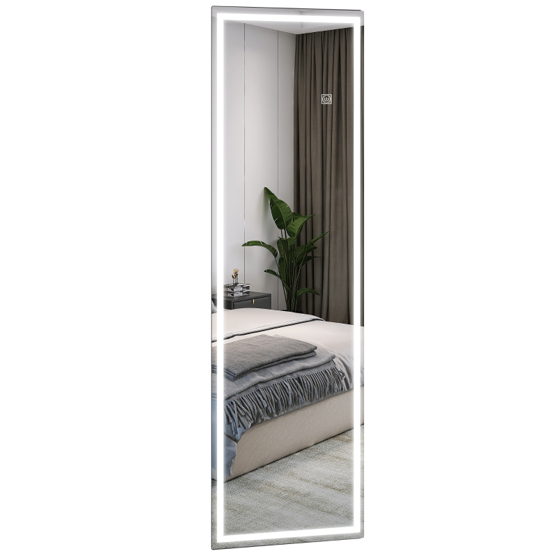 Miroir Pleine Longueur LED Miroir Sur Pied HOMCOM 160cm Avec LED - 3 Couleurs Réglables Blanc Miroir Salle De Bain