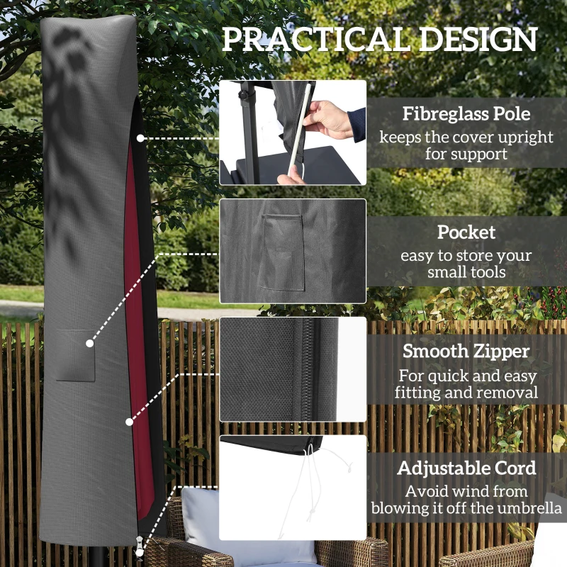 Outsunny Parasol Umbrella Cover - Grey