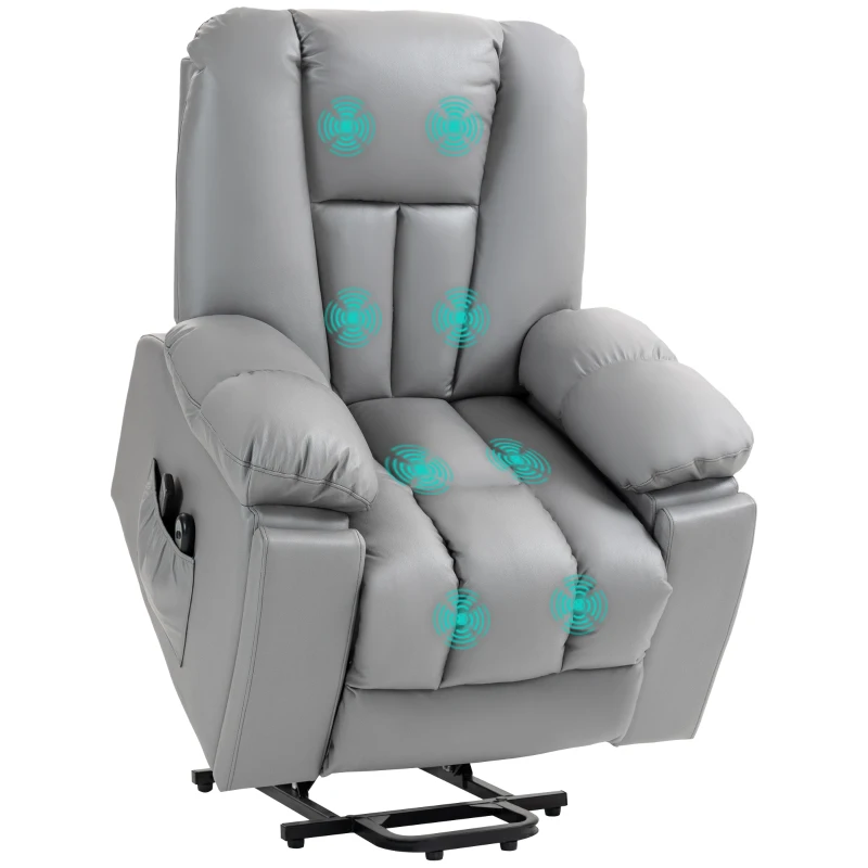 HOMCOM Massagesessel Relaxsessel Seniorensessel, Fernbedienung, Seitentaschen, 94 cm x 96 cm x 106 cm, Dunkelgrau(m-10)