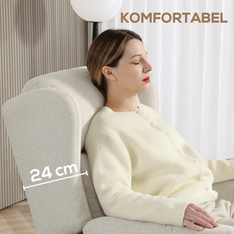 HOMCOM Relaxsessel, Verstellbarer Polstersessel mit Fußstütze, 160° neigbar, Leinenoptik, schneller Aufbau, Beige(m-6)