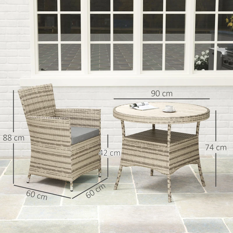 Outsunny Five-Piece Rattan Garden Set, with Two-Tier Table - Grey