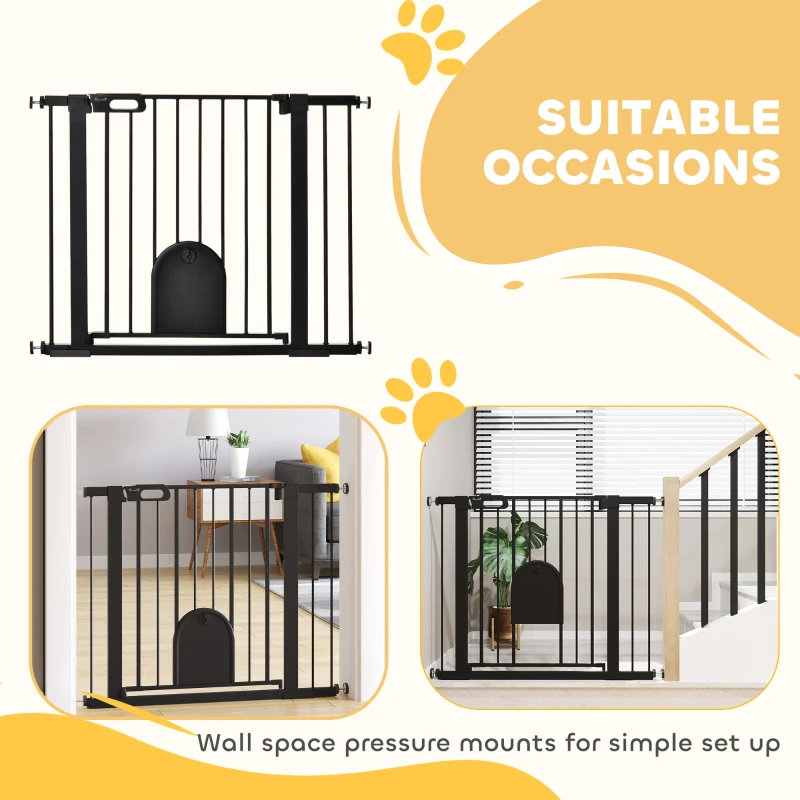 PawHut Bariera Reglabila 75–103 × 76 cm cu Montare prin Presiune – Negru
