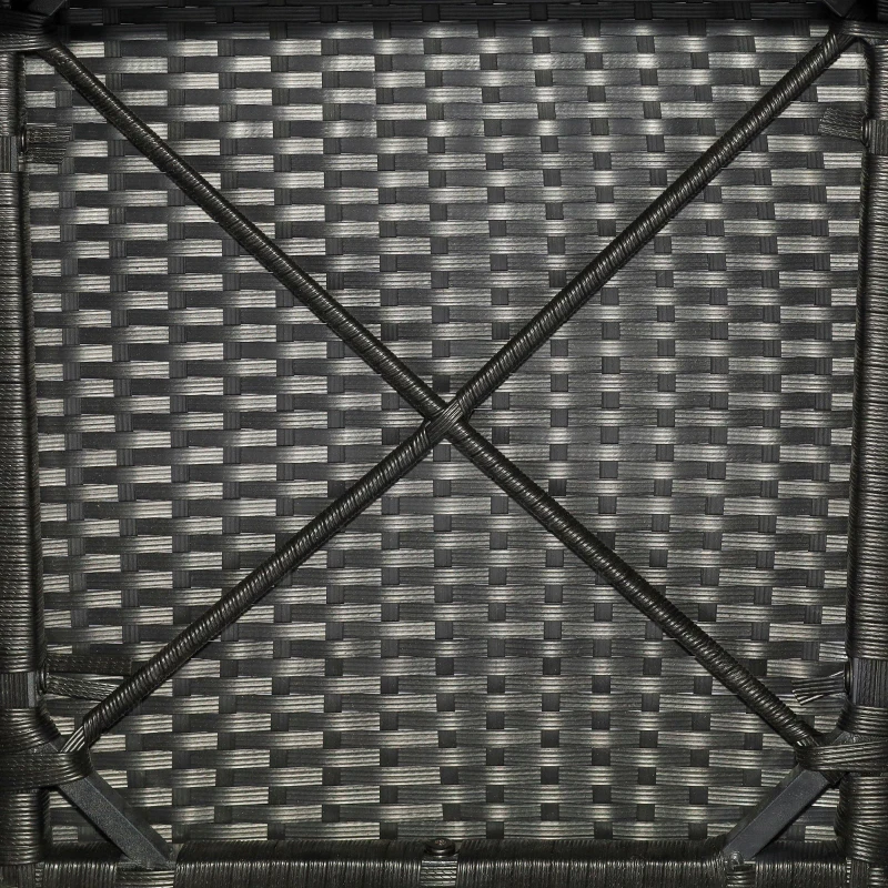 Outsunny Gartenmöbel-Set 6 Personen großer rechteckiger Esstisch + 6 Stühle & waschbare Kissen aus Stahl, PE-Rattan, Akazienholz Schwarz und Beige